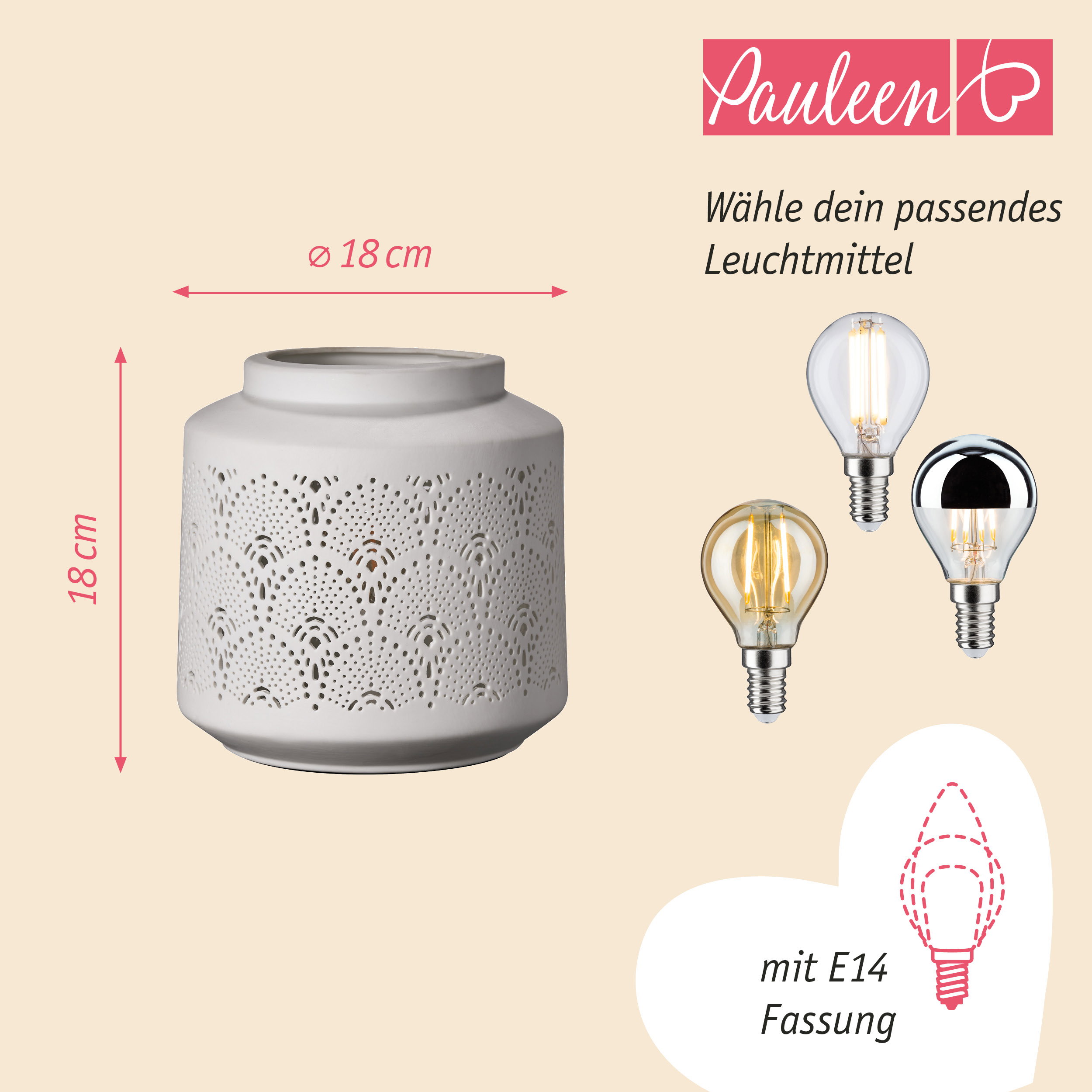 Paulmann Pauleen Tischleuchte Pretty Sunkiss E14 max. 20W Weiß matt