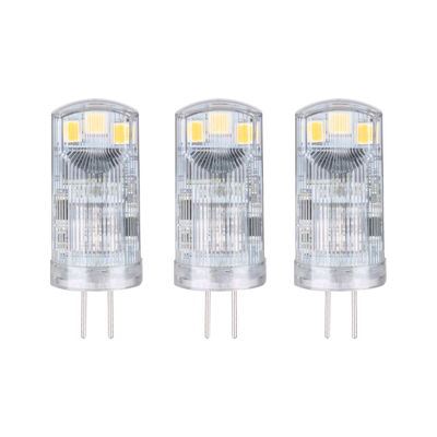 Drei transparente LED-Leuchtmittel mit G4-Sockel für energiesparende Beleuchtung im Set