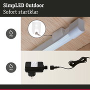 Weißes Outdoor-LED-Lichtprofil mit Halterung und schwarzem IP44 Netzteil für Gartenbeleuchtung