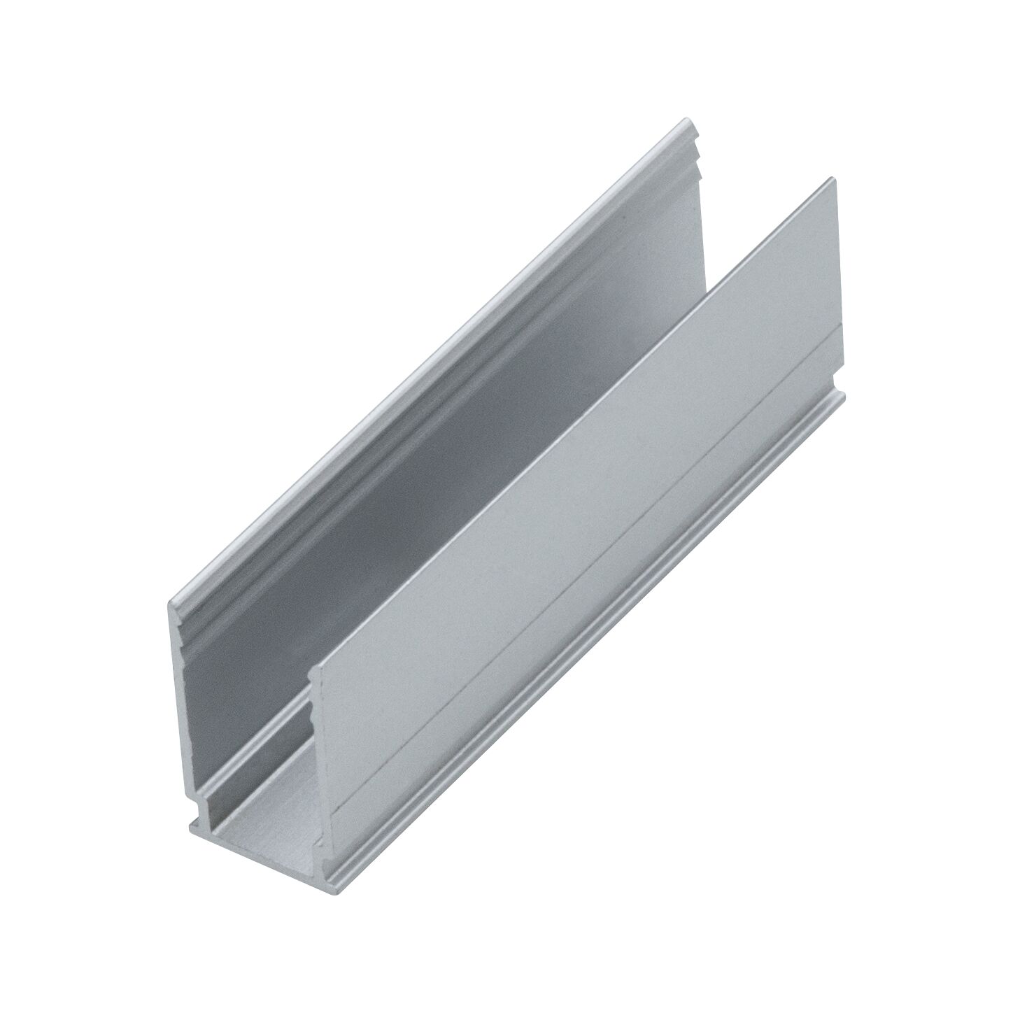 Profilé en aluminium argenté pour bandes LED, adapté aux installations d'éclairage modernes.