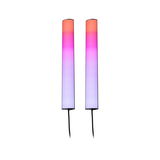 Two slim LED mood lights with gradient from orange to violet, modern ambient lighting design.