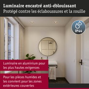 Salle de bain moderne avec miroir rond et deux luminaires encastrés en aluminium LED IP44 pour pièces humides