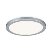 Plafonnier rond avec cadre en aluminium argenté et diffuseur blanc pour éclairage moderne