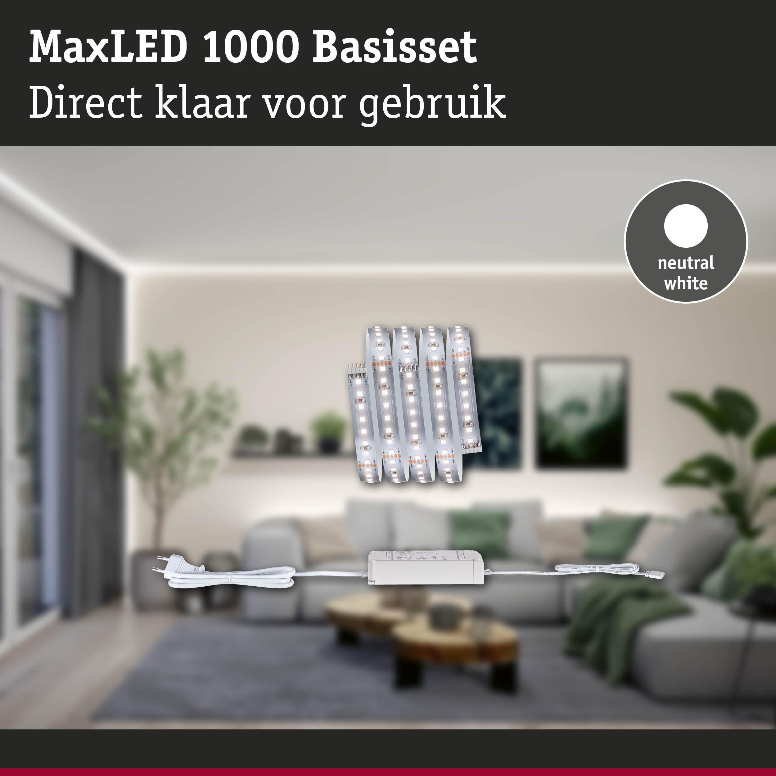 MaxLED 1000 LED-basisset met neutraal wit licht en voeding voor eenvoudige kamerverlichting