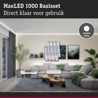 MaxLED 1000 LED-basisset met neutraal wit licht en voeding voor eenvoudige kamerverlichting