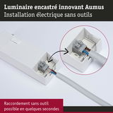 Connecteur de luminaire encastré blanc innovant avec raccordement électrique sans outil en quelques secondes