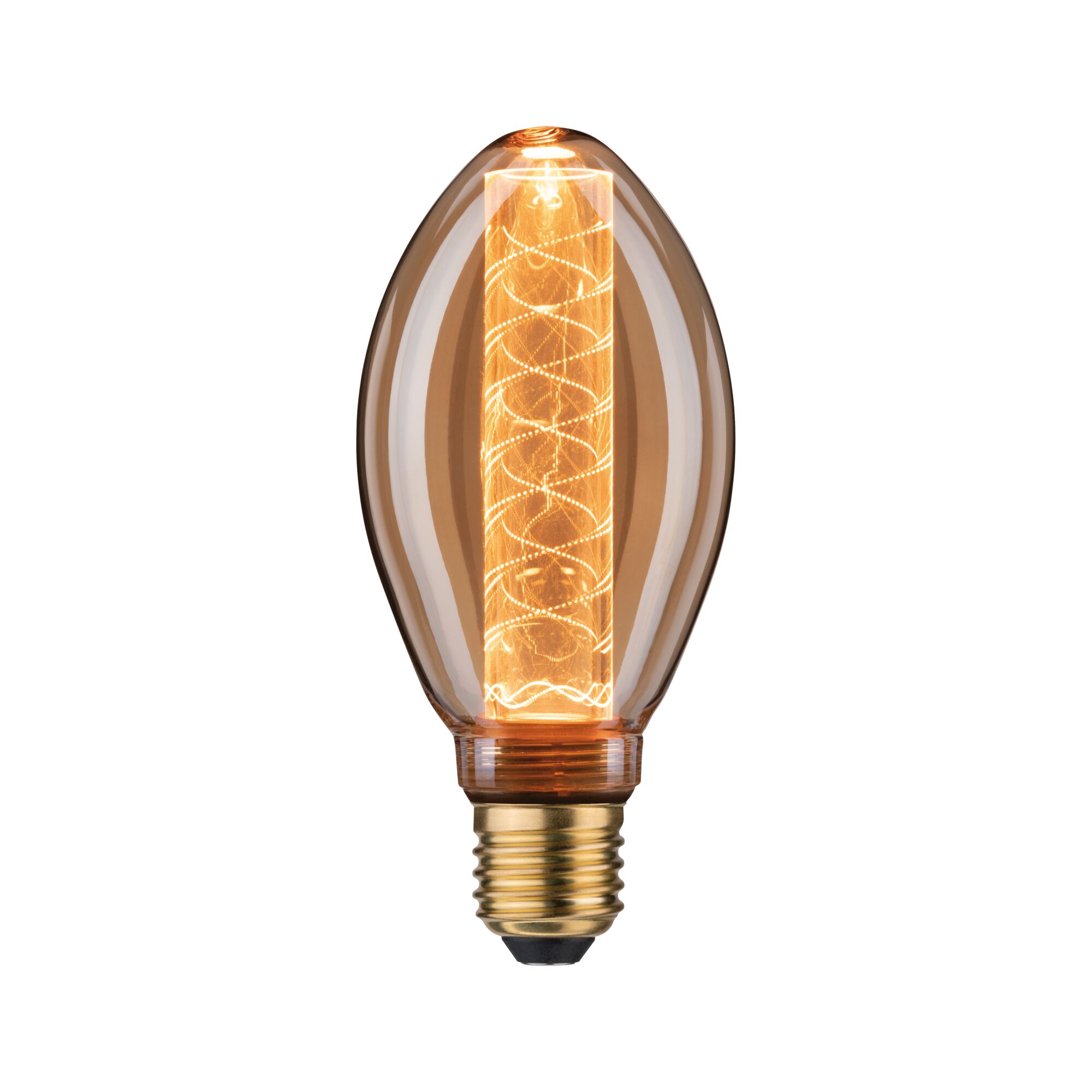 Inner Glow Edition LED-pære Indvendig kolbe spiralmønster E27 230V 120lm 3,6W 1800K dæmpbar Guld Vintage LED-pære i ravfarvet glas med dekorativ spiralfilament til stemningsfuld belysning