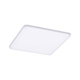 Square white LED ceiling light made of plastic for modern rooms with energy-saving illumination