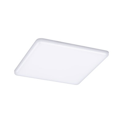 Square white LED ceiling light made of plastic for modern rooms with energy-saving illumination
