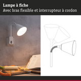 Lampe à fiche blanche avec bras flexible et interrupteur, idéale pour l'éclairage de cuisine
