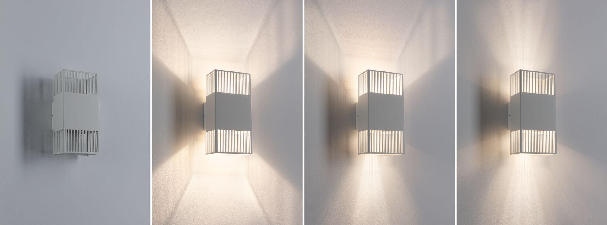 Applique murale moderne en métal blanc avec barres verticales et éclairage LED blanc chaud pour intérieur