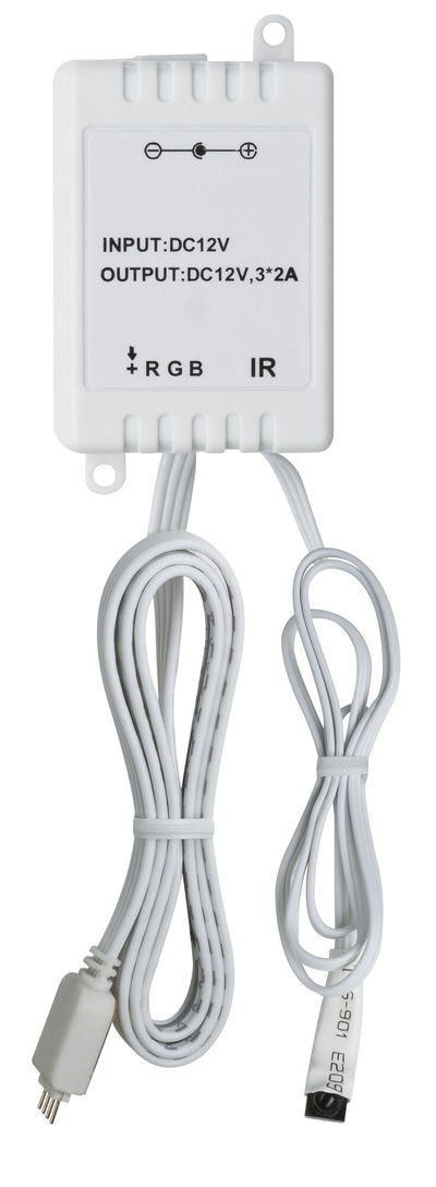 White RGB LED controller with DC12V input and output, LED lighting control device with IR sensor