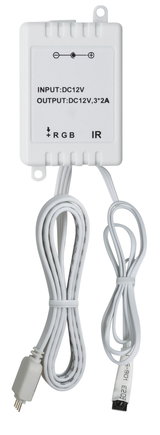 Contrôleur LED RGB blanc avec entrée et sortie DC12V, dispositif de commande d'éclairage LED avec capteur IR