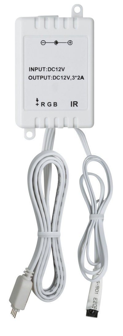 Contrôleur LED RGB blanc avec entrée et sortie DC12V, dispositif de commande d'éclairage LED avec capteur IR
