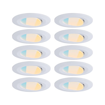 Lot de dix spots encastrés LED blancs avec température de couleur réglable pour éclairage moderne