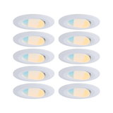 Set of ten white LED recessed spotlights with adjustable color temperature for modern lighting
