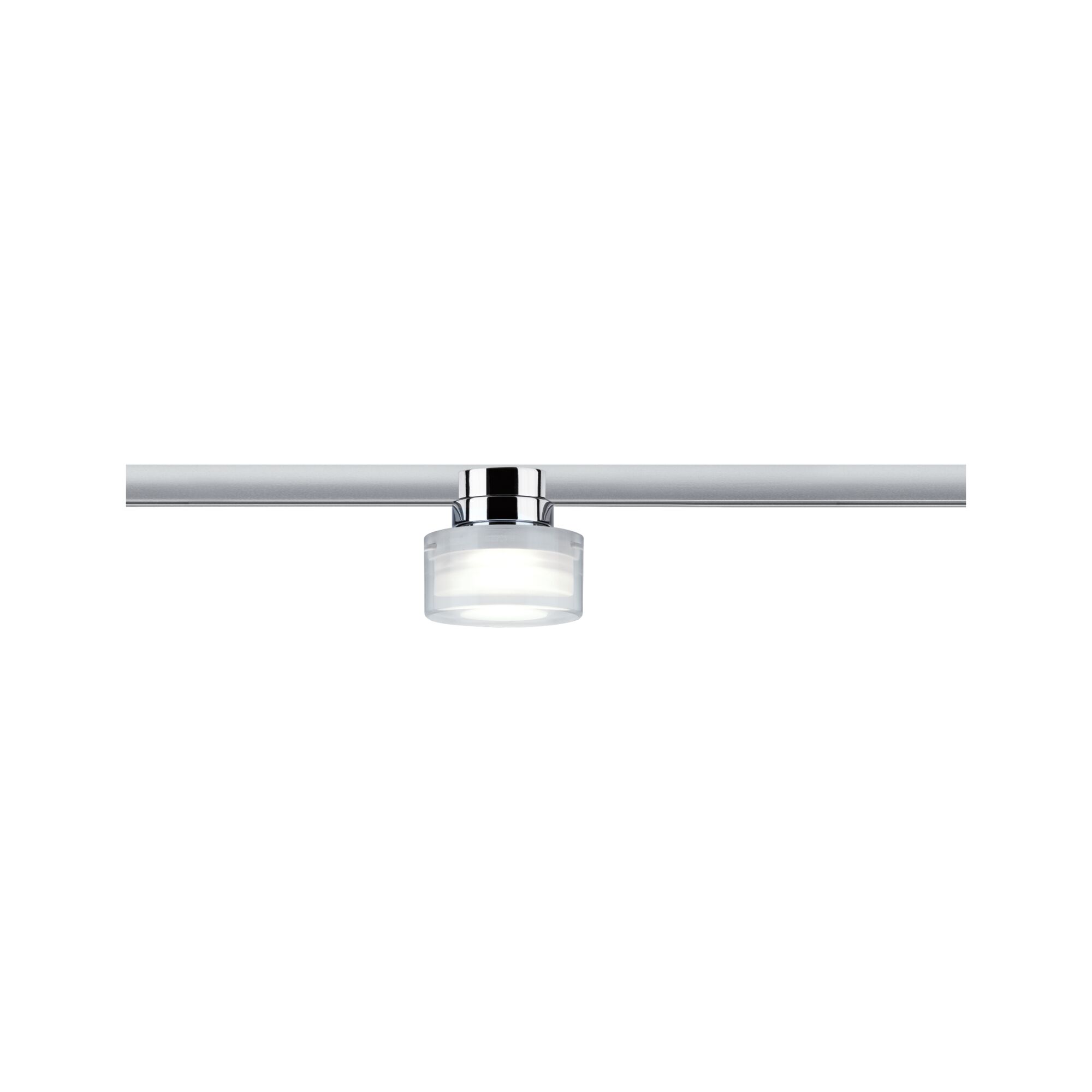 Modern LED ceiling spotlight with chrome metal and white glass for energy-efficient lighting