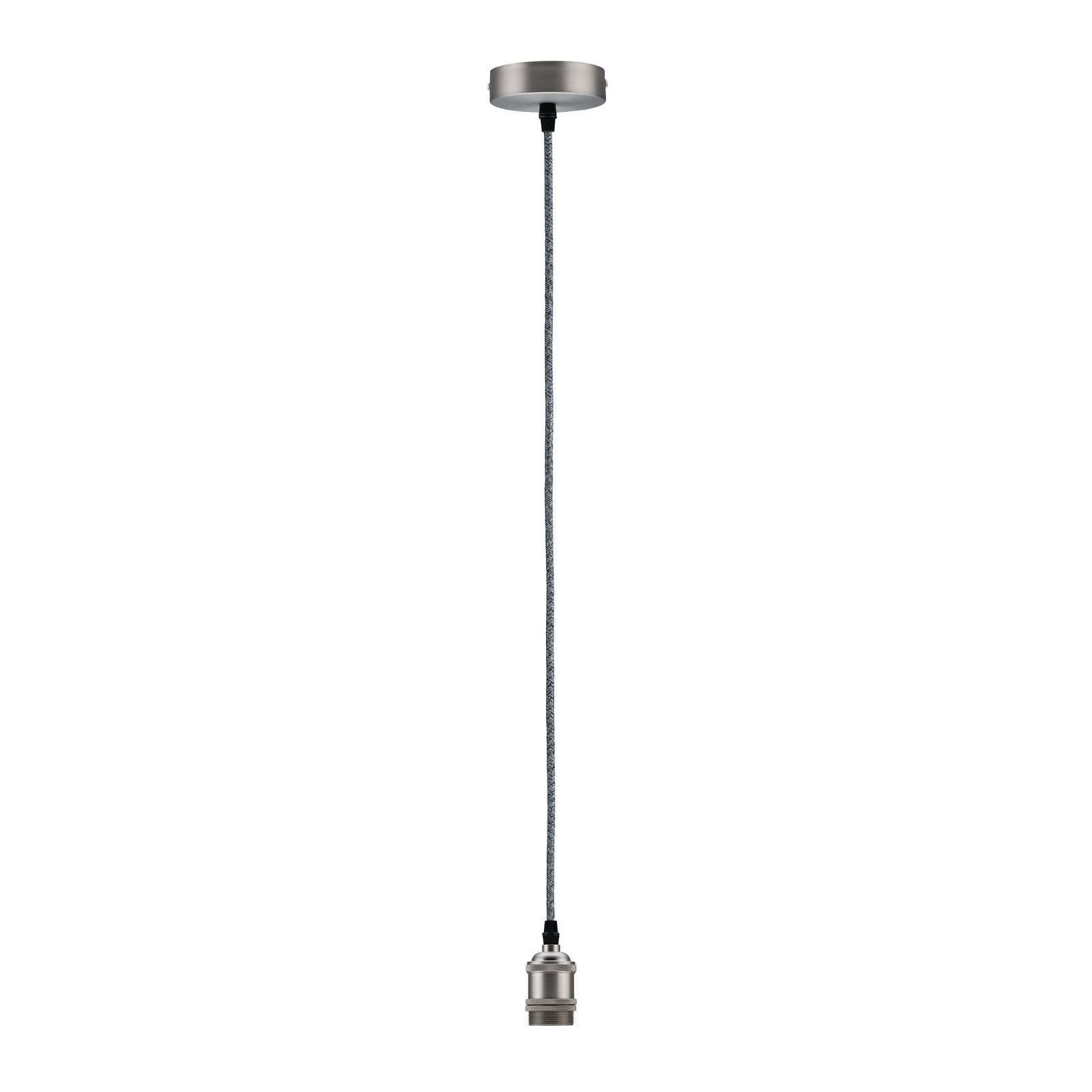 Pendant socket Fabric cable E27 max. 60W Grey/Brushed nickel
