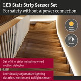 LED stair strip sensor set with warm white light and motion detector for safe stair lighting