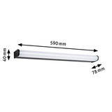 Lumière LED noire sous meuble avec diffuseur blanc, dimensions 590x40x78 mm, éclairage cuisine économique