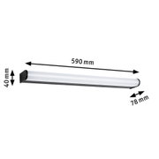 Schwarze LED-Unterbauleuchte mit weißem Diffusor, Maße 590x40x78 mm, energiesparende Küchenbeleuchtung