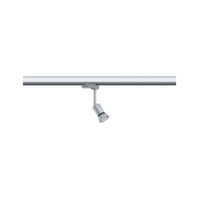 Silver metal LED spotlight on track system for flexible indoor lighting solutions