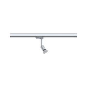 Modern silver metal LED spotlight on track system for flexible room lighting solutions