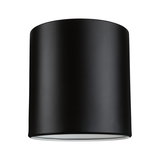 Sort rund loftlampe i metal med mat finish til moderne indendørsbelysning