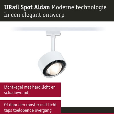 Witte URail Spot Aldan LED-spot met modern design en scherpe lichtkegel voor accentverlichting
