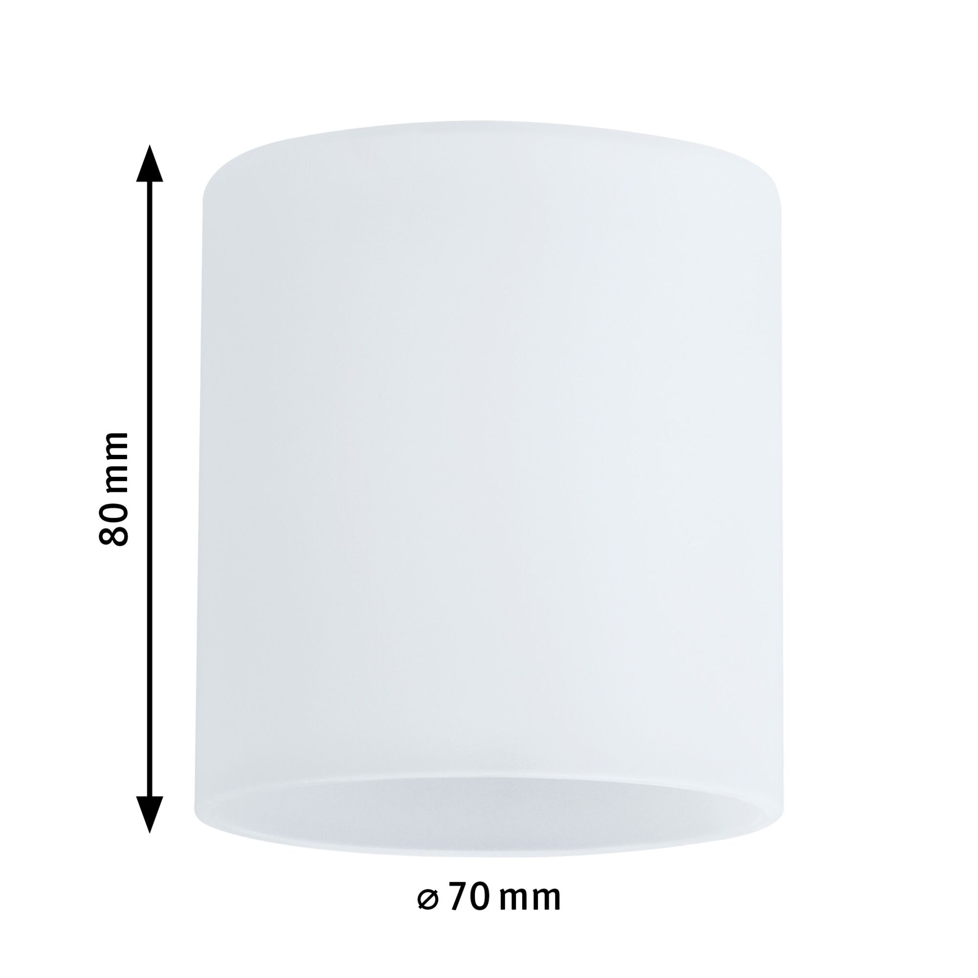 Weißer zylindrischer Lampenschirm aus Glas mit 70 mm Durchmesser und 80 mm Höhe für LED-Leuchten