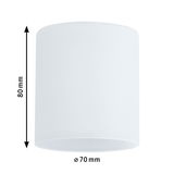 Witte cilindervormige glazen lampenkap van 70 mm diameter en 80 mm hoogte voor LED-verlichting