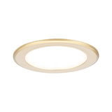 Rundes LED-Einbaupanel in goldfarbenem Aluminium mit warmweißem Licht für moderne Raumbeleuchtung