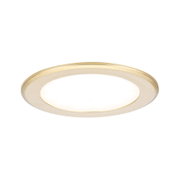 Rundes LED-Einbaupanel in goldfarbenem Aluminium mit warmweißem Licht für moderne Raumbeleuchtung