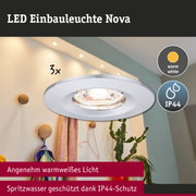 LED Einbauleuchte Nova in Weiß mit warmweißem Licht und IP44 Spritzwasserschutz für Badezimmer