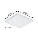 Square white LED ceiling light made of plastic, 295 mm edge length and 50 mm height