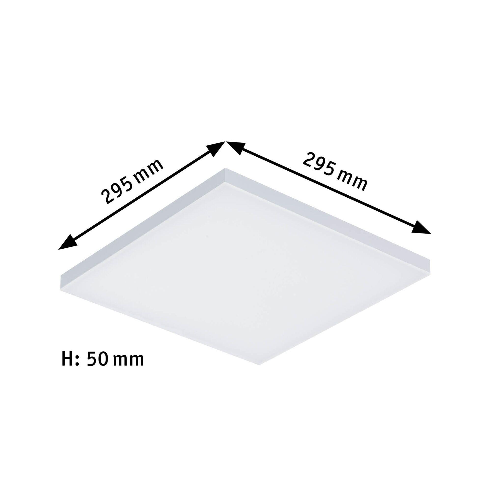 Square white LED ceiling light made of plastic, 295 mm edge length and 50 mm height