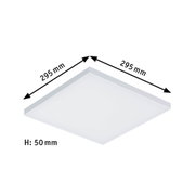 Square white LED ceiling light made of plastic, 295 mm edge length and 50 mm height