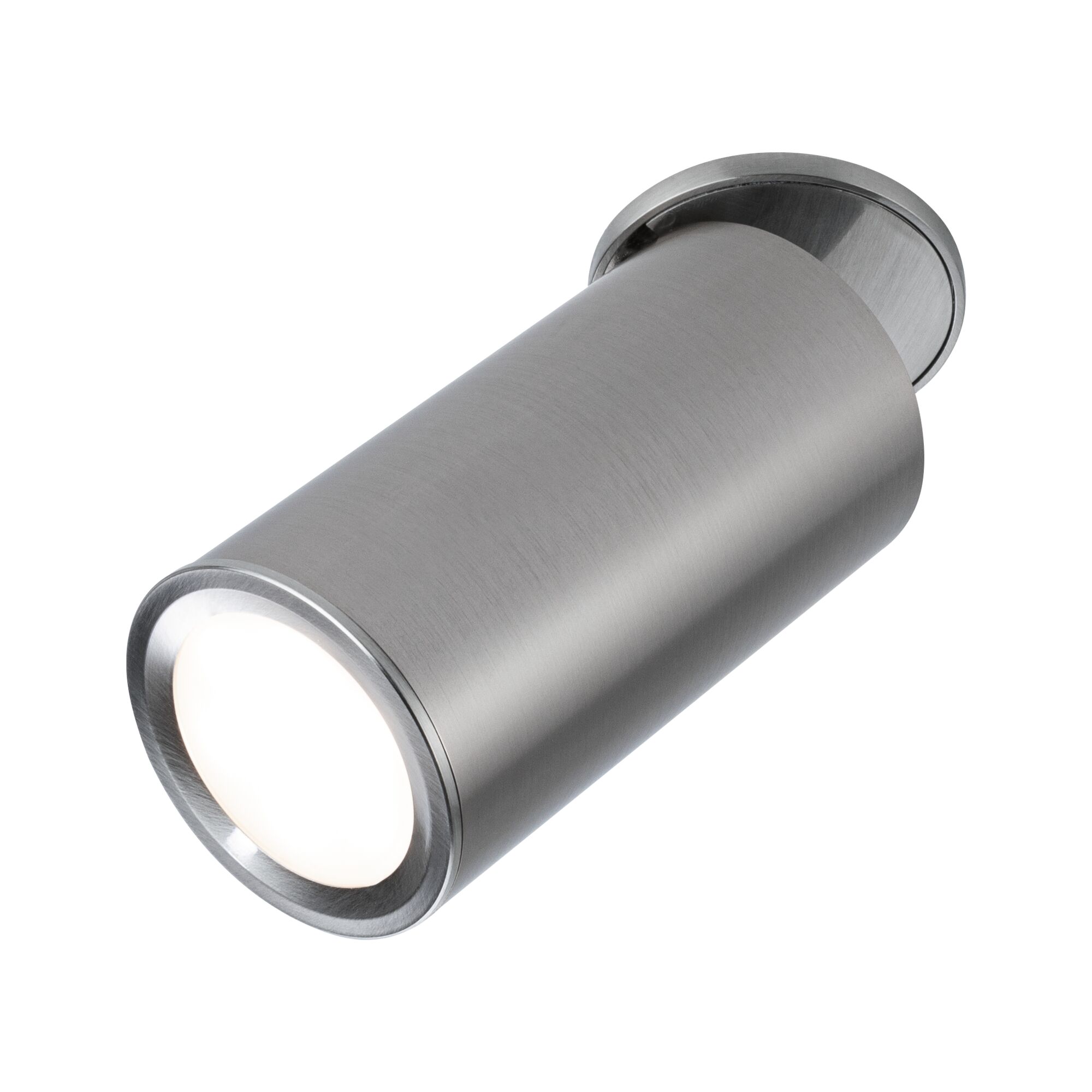 Moderne plafondspot van geborsteld roestvrij staal zilver voor gerichte verlichting