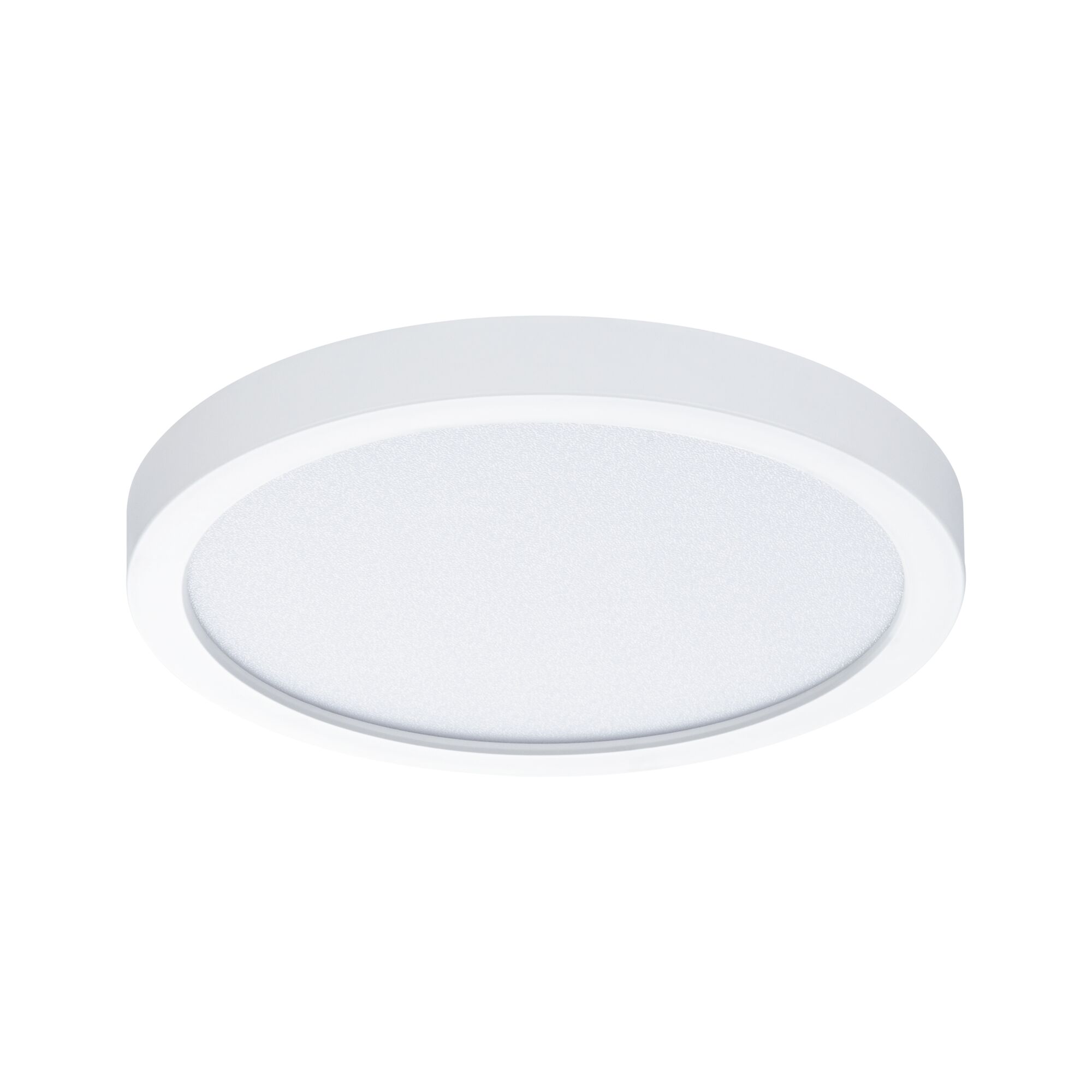 Round white LED ceiling light with matte plastic diffuser for modern room lighting