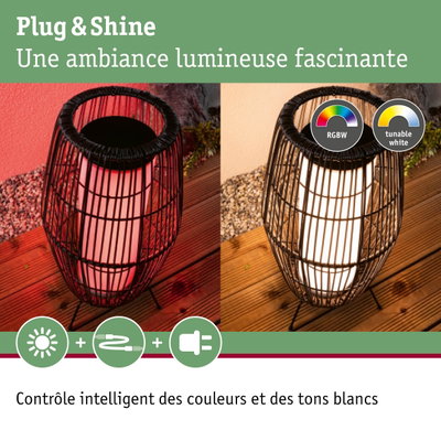 Lampe sur pied noire extérieure avec lumière RGBW et blanc réglable pour ambiance lumineuse