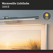 Moderne LED-Bildleuchte aus Metall in Silber mit warmweißer Lichtfarbe 3000K für Wohnräume