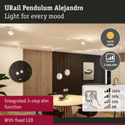 URail Pendulum Alejandro white pendant light with integrated 3-step dim function and warm white LED lighting