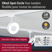 Spot LED URail Spot Circle blanc avec fonction 3-Step-Dim et lumière blanc chaud pour éclairage flexible