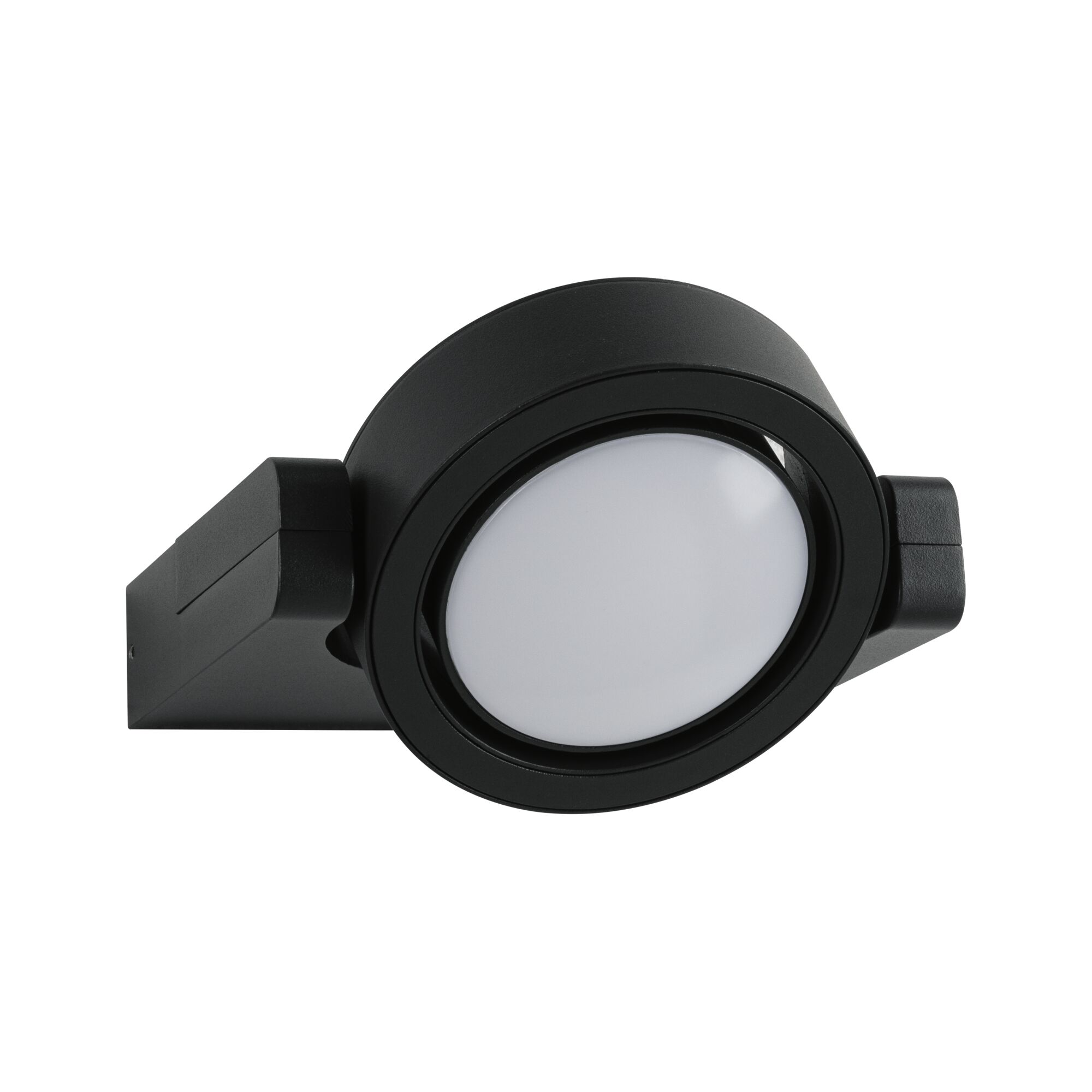 Schwarze LED-Aufbauleuchte mit rundem, weißem Diffusor aus Kunststoff für moderne Innenbeleuchtung