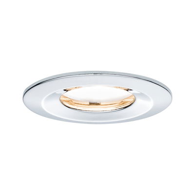 Round chrome recessed spotlight with warm white light for modern LED ceiling lighting