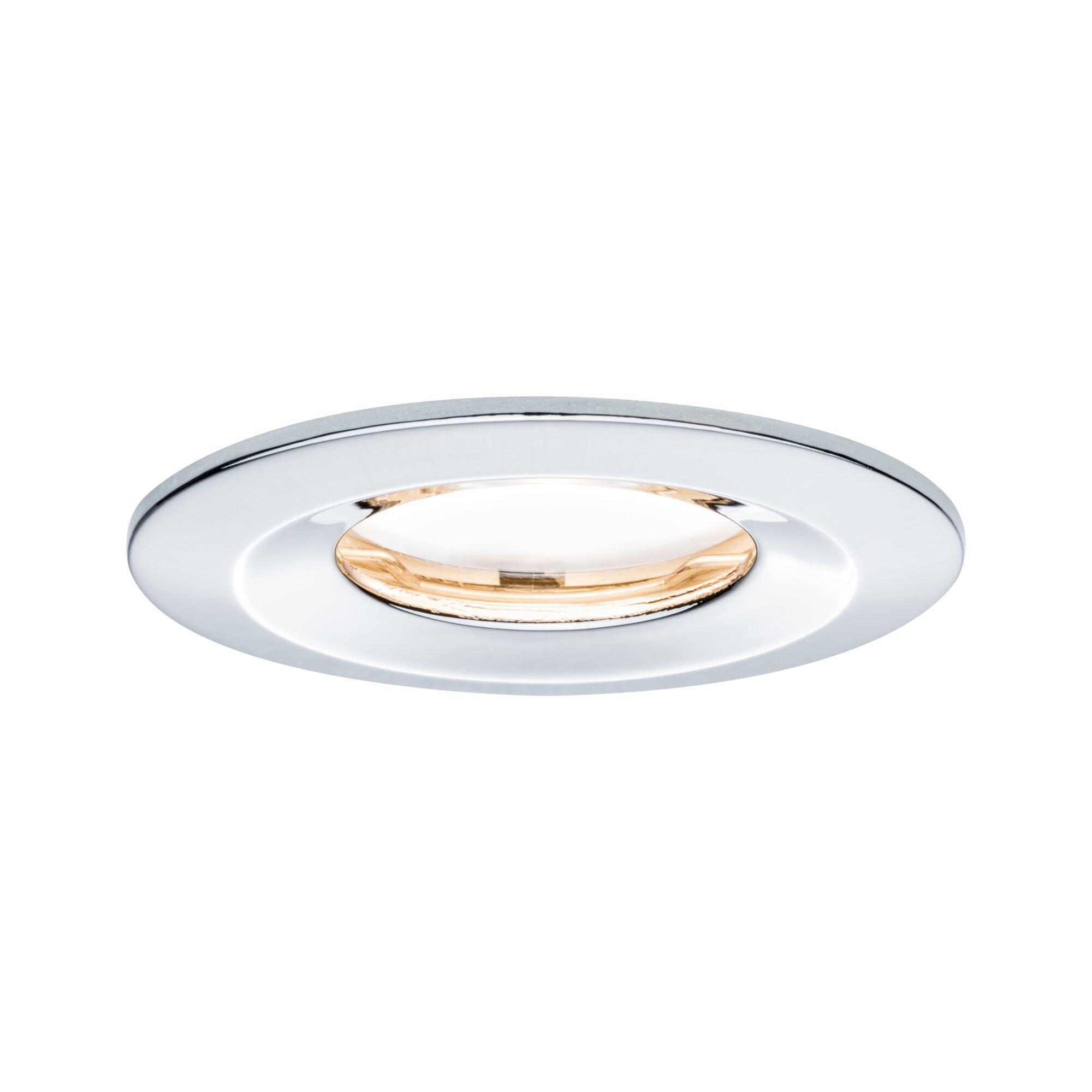 Spot encastré LED Nova Plus Coin fixe IP65 rond 78mm Coin 6W 470lm 230V gradable 2700K Chrome Plafonnier encastré rond en chrome avec LED blanc chaud pour éclairage intérieur moderne