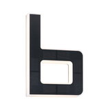 Modern L-shaped LED wall light with black surface and white illumination for indoor use