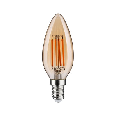 Amberkleurige LED-filament kaarslamp met E14-fitting voor decoratieve verlichting en energiezuinige lichtbron