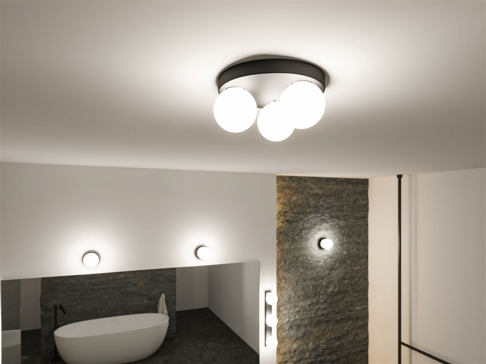Selection Bathroom Plafonnier Gove IP44 G9 230V max. 3x20W gradable Noir mat/Satiné