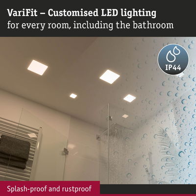 VariFit white LED recessed lights, splash-proof and rustproof, perfect for bathroom lighting solutions